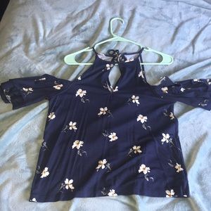 Navy floral off the shoulder